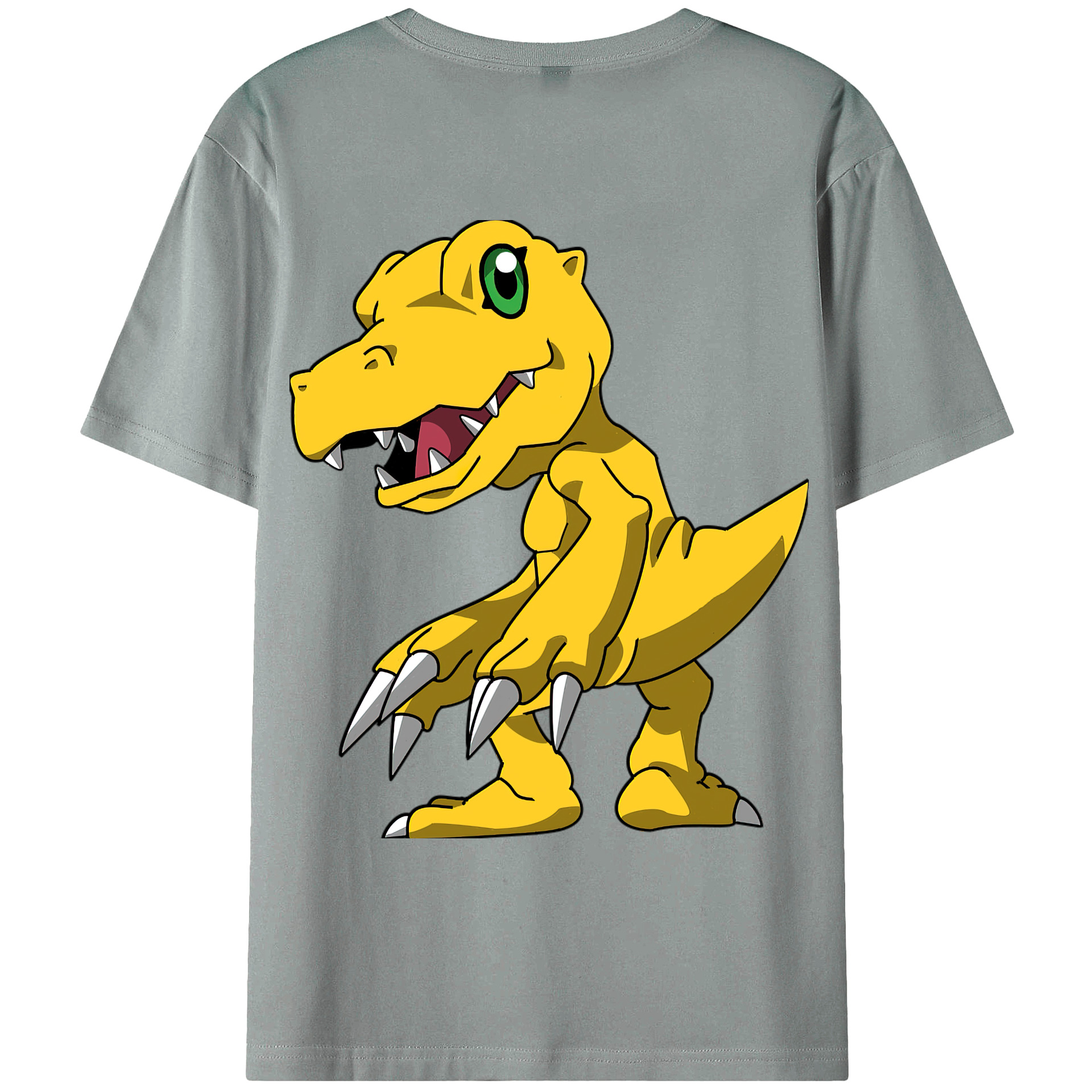 （画像用） Digimon デジタルモンスター/デジモン 綿100％ メンズ半袖Tシャツ（バックプリント） 通気性
